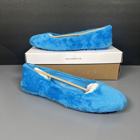 NEW Jessica Simpson Fuzzy Blue Ballet Slippers‎ JS-BRINLEY Women’s Size 11M - Picture 1 of 7